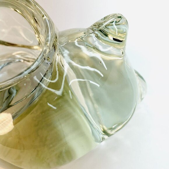 Indiana Crystal Glass Votive Sleeping Cat Candle Holder Vintage Handmade USA - Picture 5 of 10